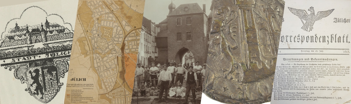 Collage von Archivalien des Stadtarchivs Jülich